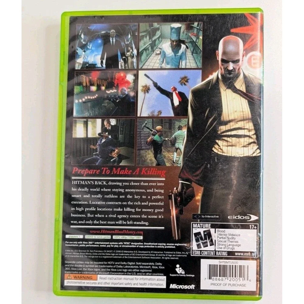 Hitman Blood Money Microsoft Xbox 360 CIB Complete w/ Manual Eidos IO 2006